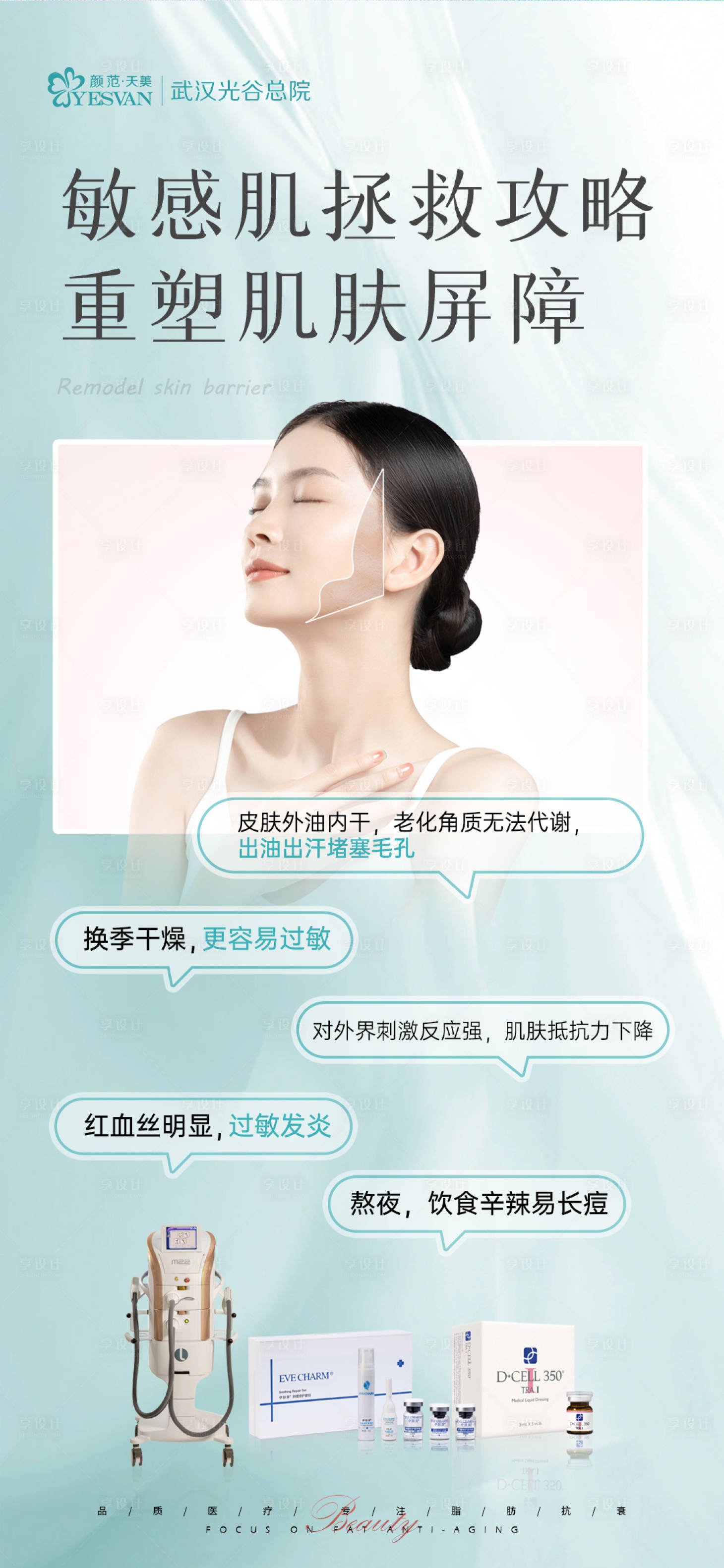 源文件下载【享设计】搜索编号：18520019480563698【敏感肌治疗海报】