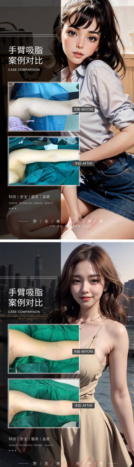 源文件下載【享設計】搜索編號：72930019342025321【手臂吸脂案例對比醫美海報】