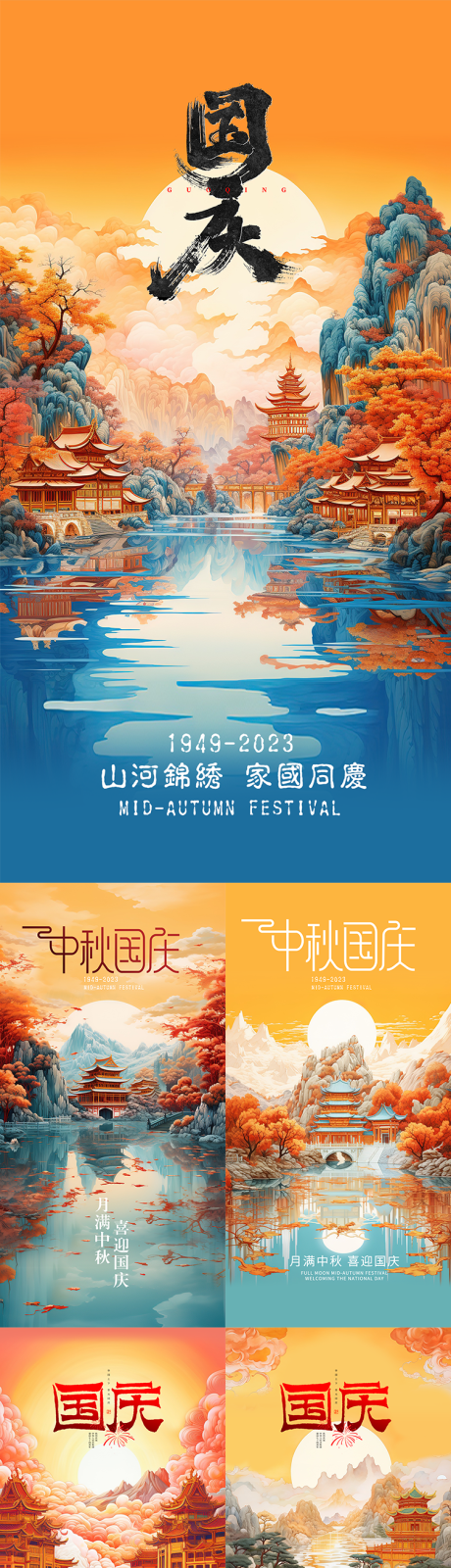 源文件下载【中秋国庆国潮海报】编号：98390019142198893