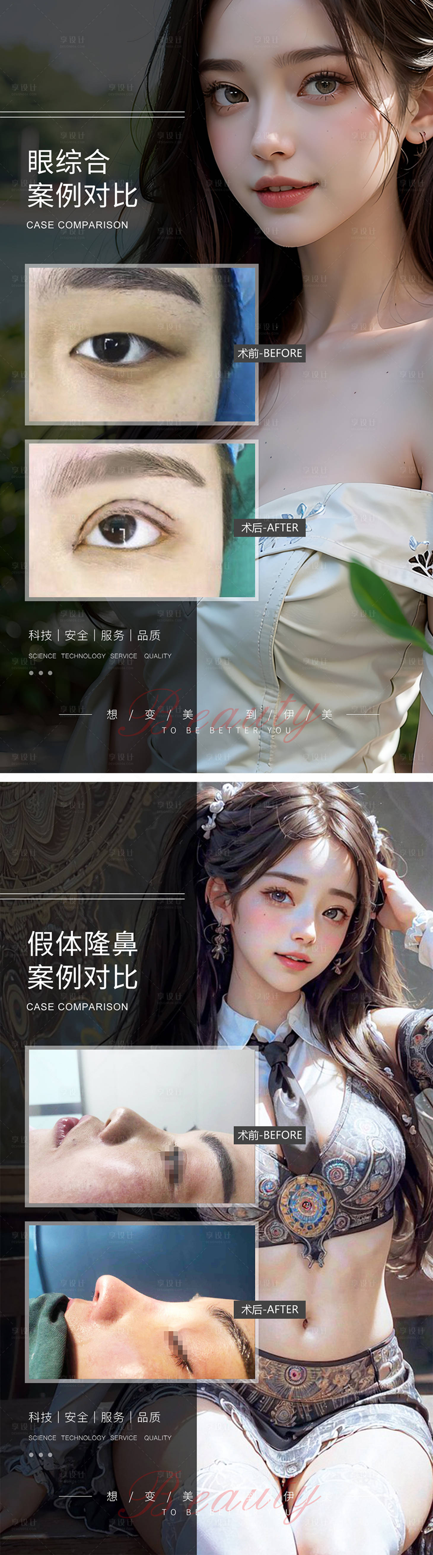 源文件下载【享设计】搜索编号：27090019470698131【眼综合隆鼻案例对比】