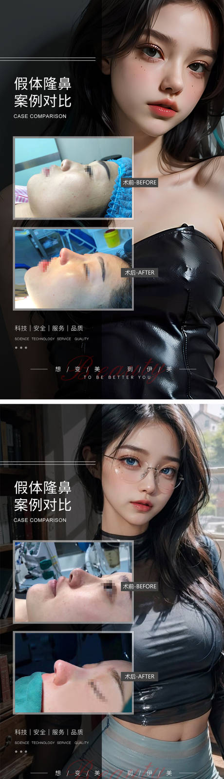 源文件下载【假体隆鼻案例对比海报】编号：56640019296216702