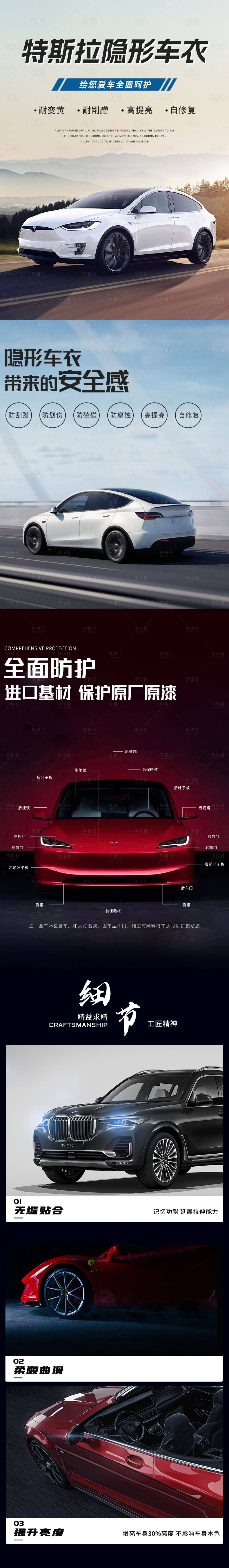 源文件下载【特斯拉汽车隐形车衣电商详情页】编号：45380019523735720