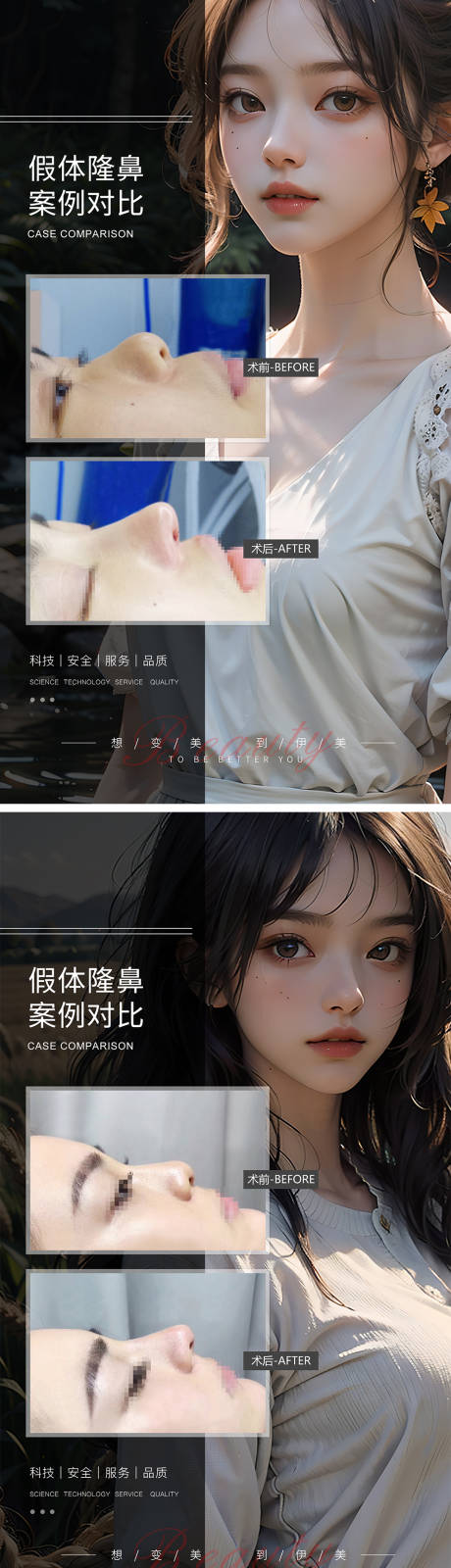 源文件下载【享设计】搜索编号：18890019304647687【假体隆鼻案例对比海报】