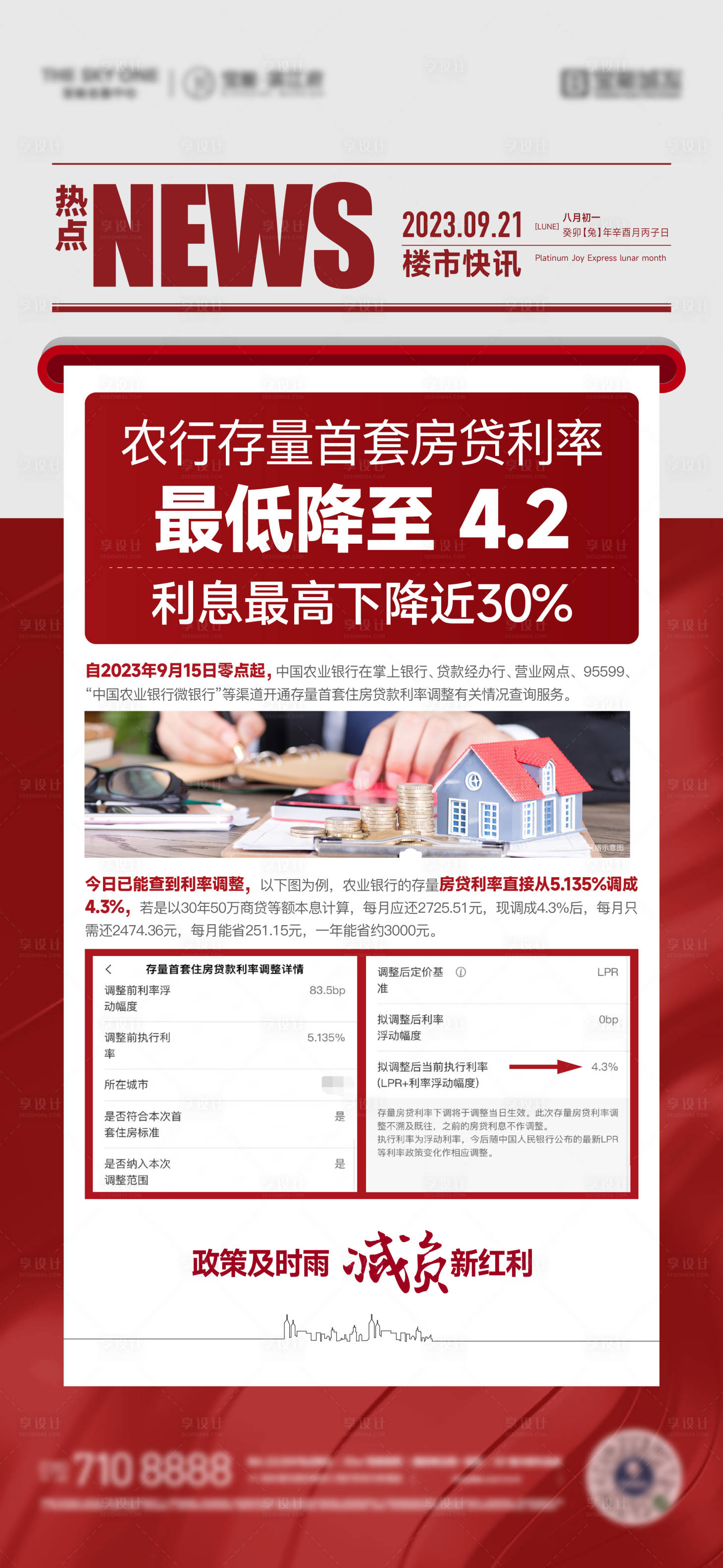 源文件下载【享设计】搜索编号：14500019431752610【降利率海报】