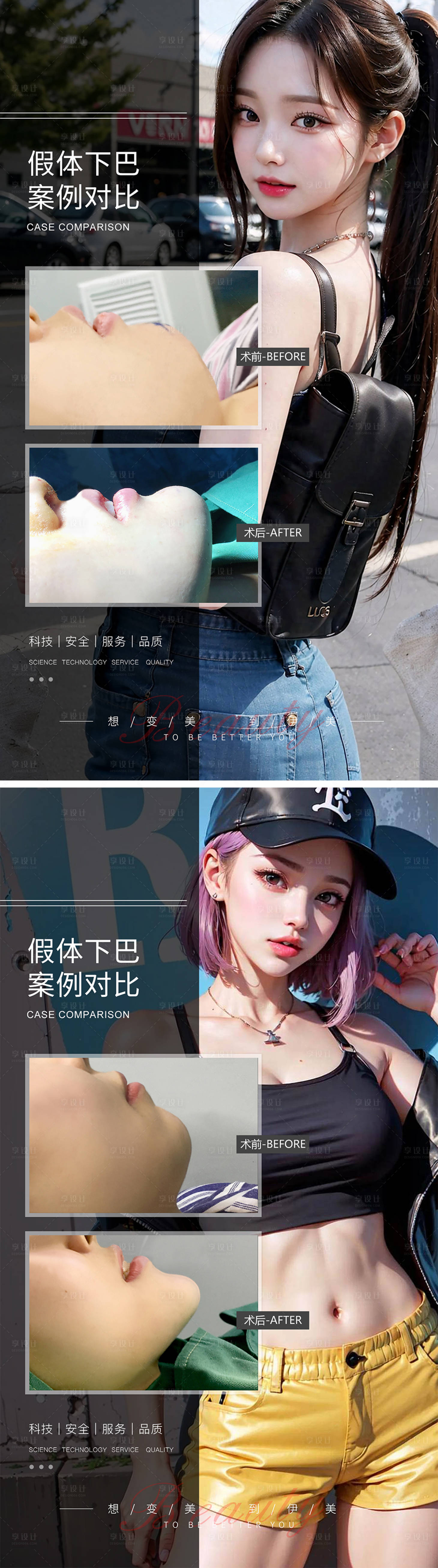 源文件下載【享設計】搜索編號：12280019332839637【假體下巴案例對比海報】