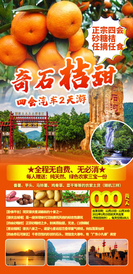摘柑橘旅游海报