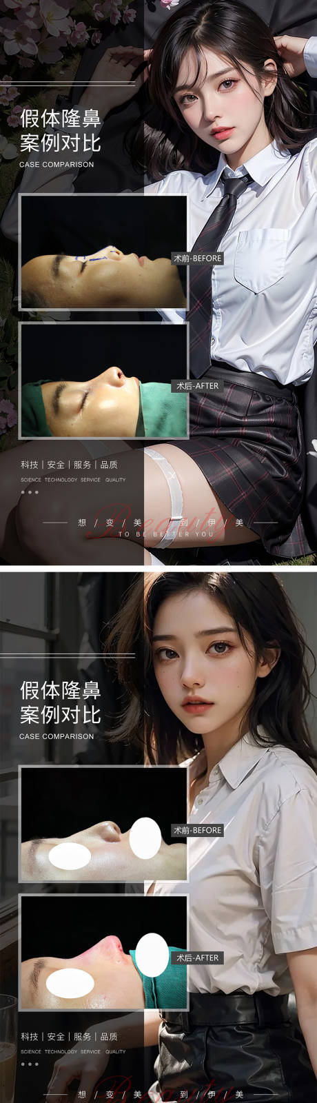 源文件下載【享設計】搜索編號：73550019270614862【假體隆鼻案例對比海報】