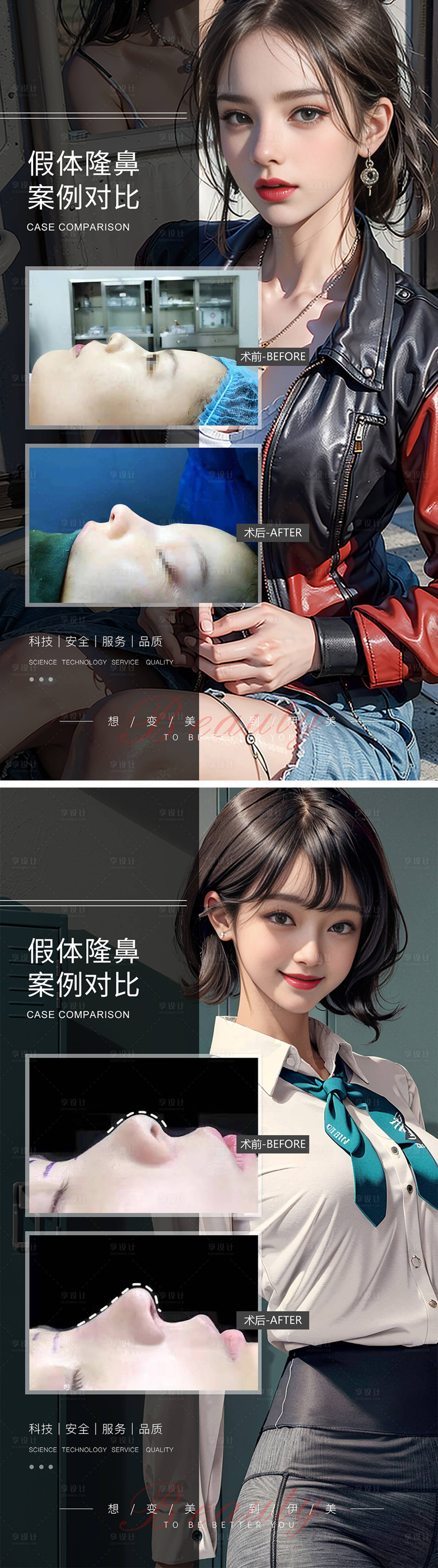 源文件下載【享設(shè)計】搜索編號：17720019348907905【假體隆鼻案例對比海報】