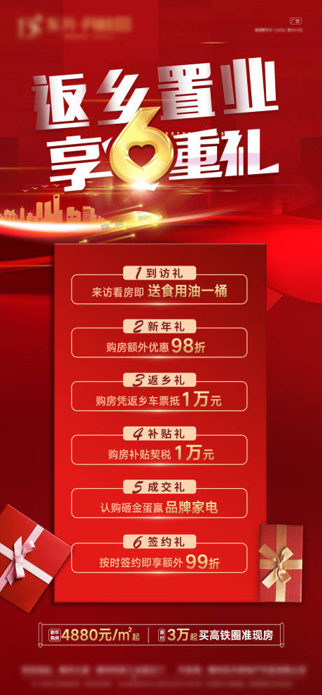 源文件下载【返乡置业6重礼海报】编号：58960019261181965