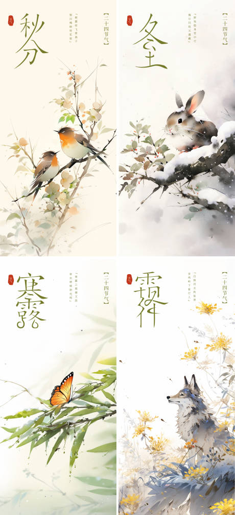 源文件下载【秋分冬至寒露霜降节气海报】编号：40260019422219640