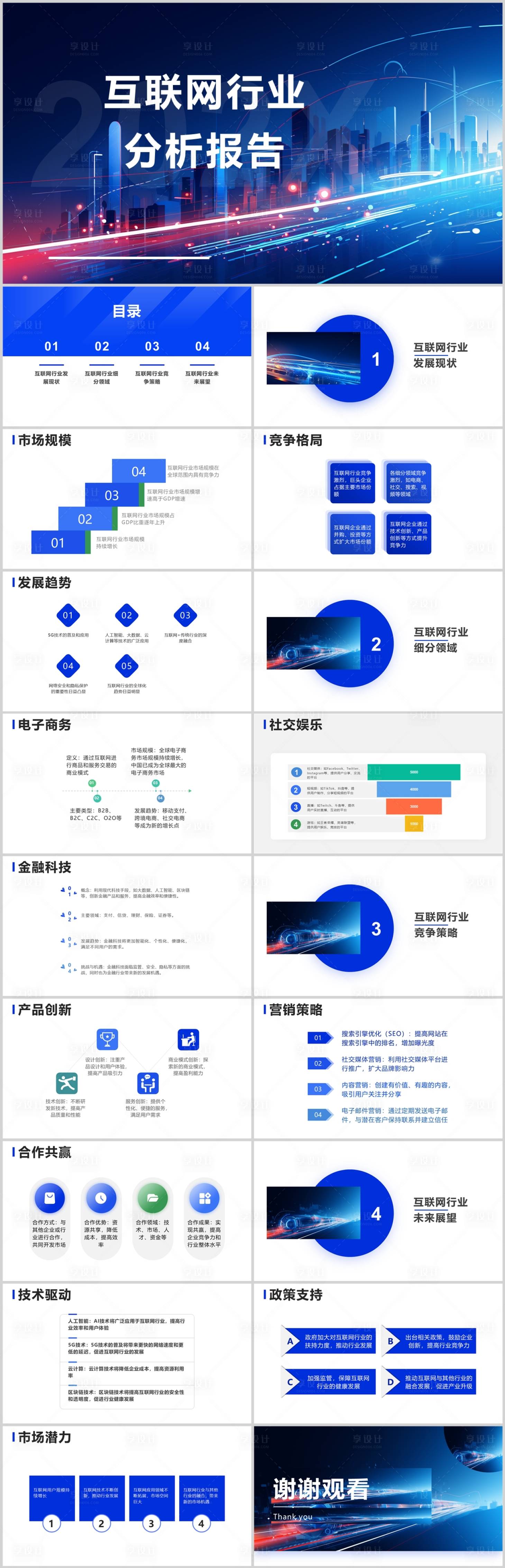 源文件下載【享設計】搜索編號：83340019387099128【互聯網行業分析報告PPT】