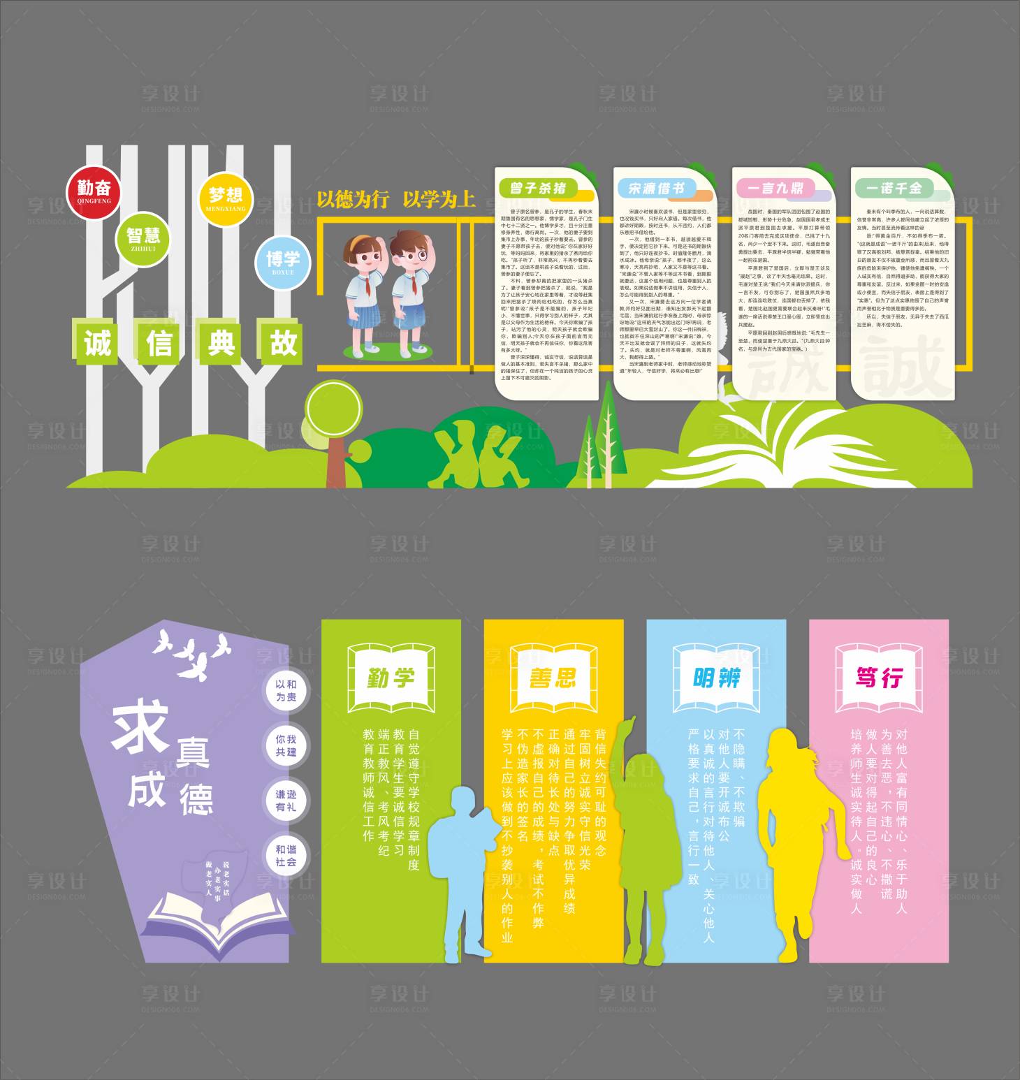 源文件下載【享設計】搜索編號：39760020000153138【校園文化墻誠信典故】