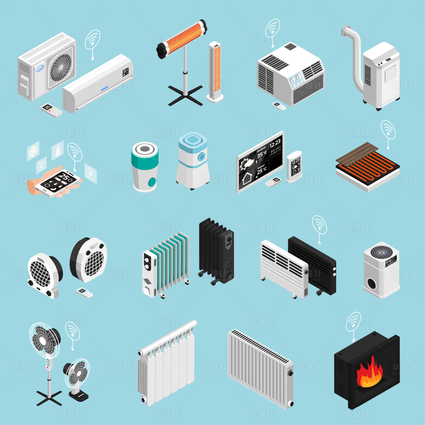源文件下載【享設計】搜索編號：68790019785771109【家具電器冰箱空調圖標】