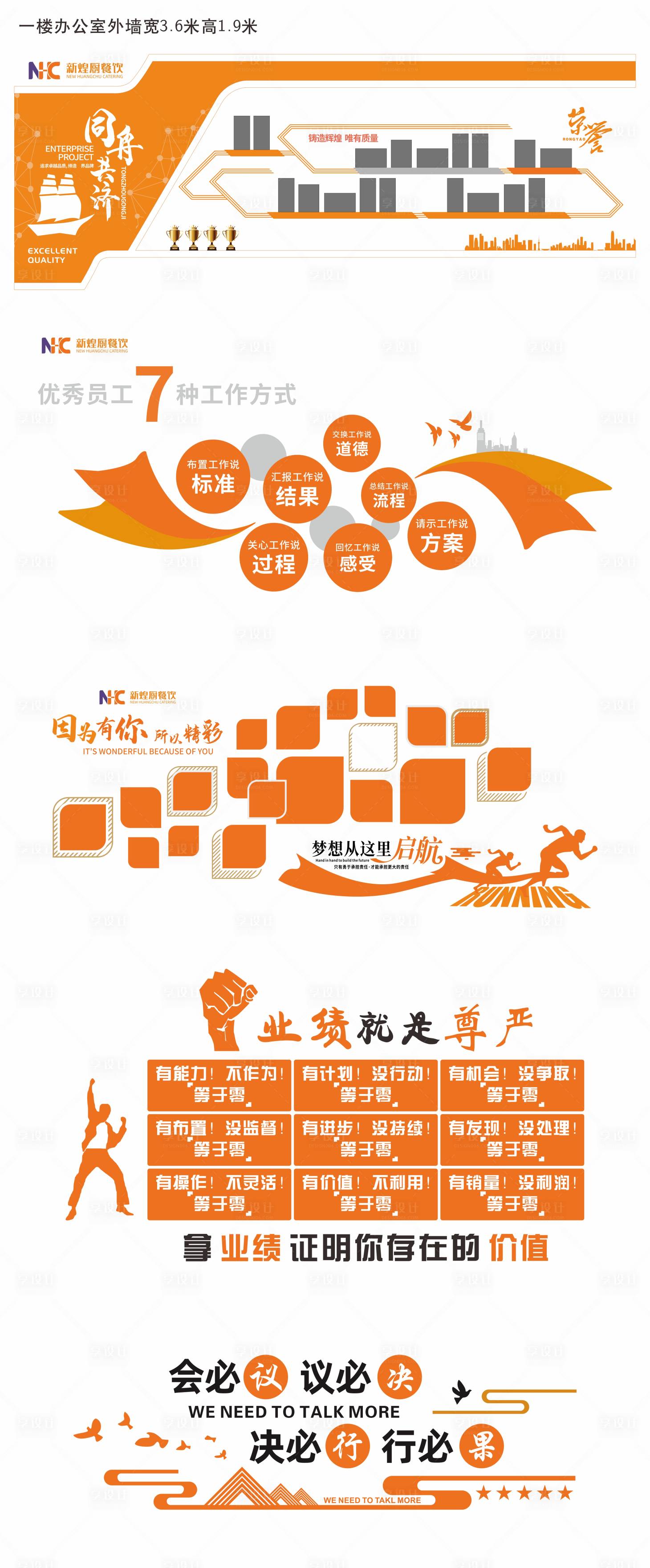 源文件下載【享設計】搜索編號：45880019740871872【企業橙色文化墻背景板】