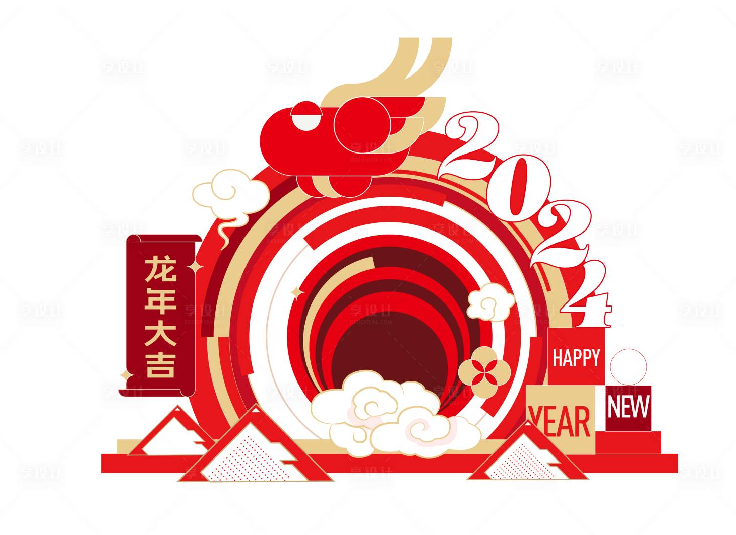 源文件下載【2024年新年龍年美陳紅色】編號：33480020028162736
