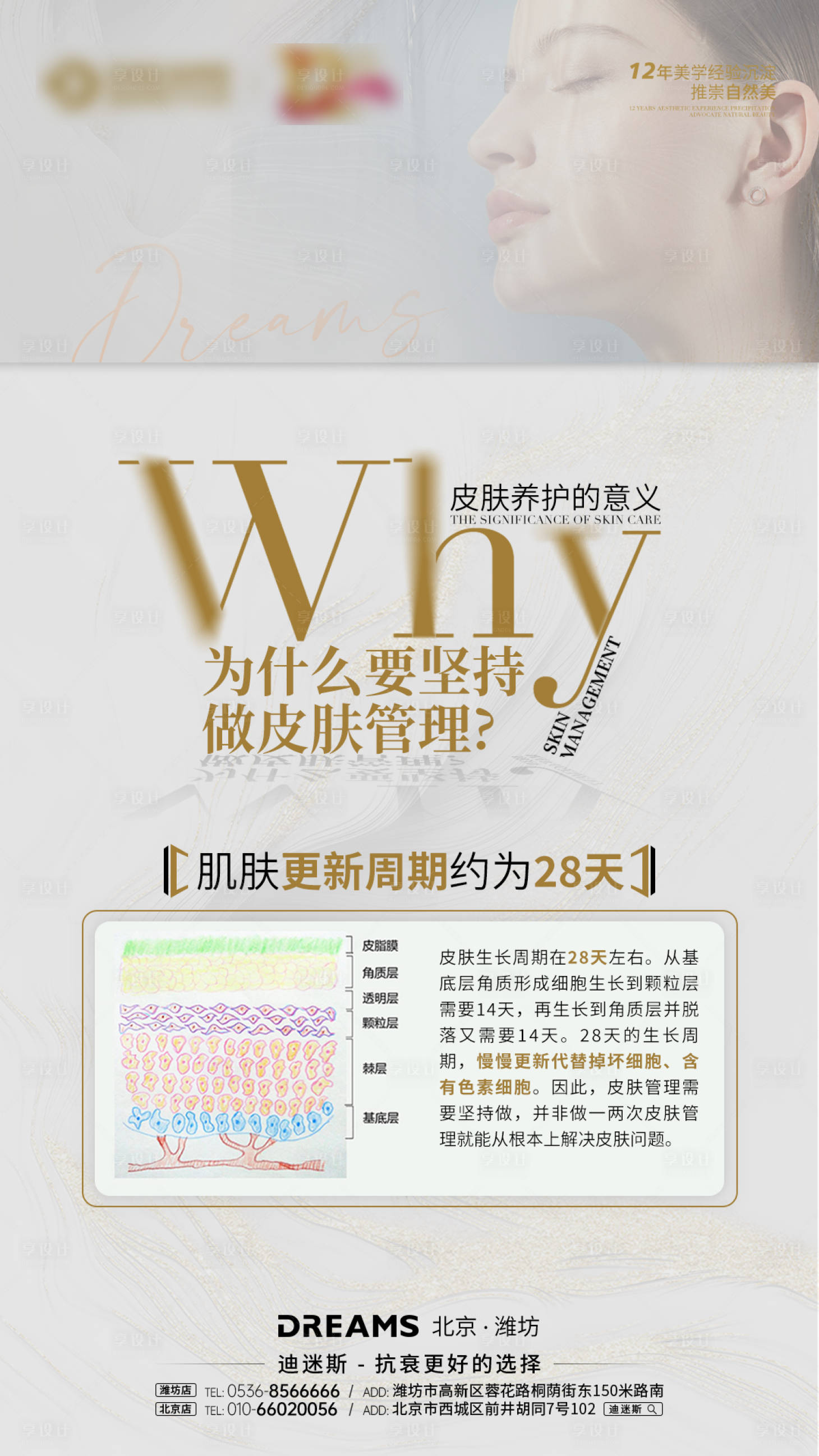 源文件下载【享设计】搜索编号：62610020055465818【皮肤管理科普海报】