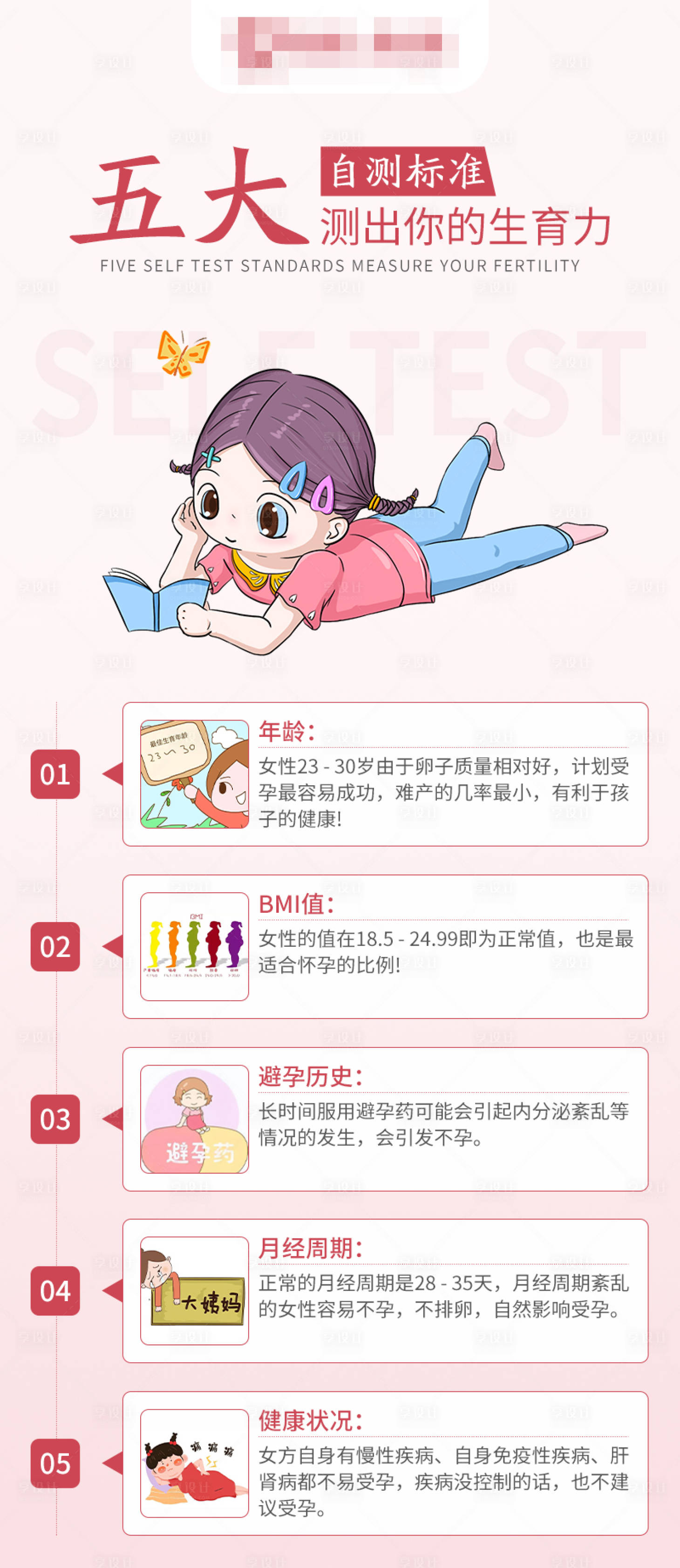 源文件下载【享设计】搜索编号：19850019742287387【五大自测标准测出你的生育力科普海报】