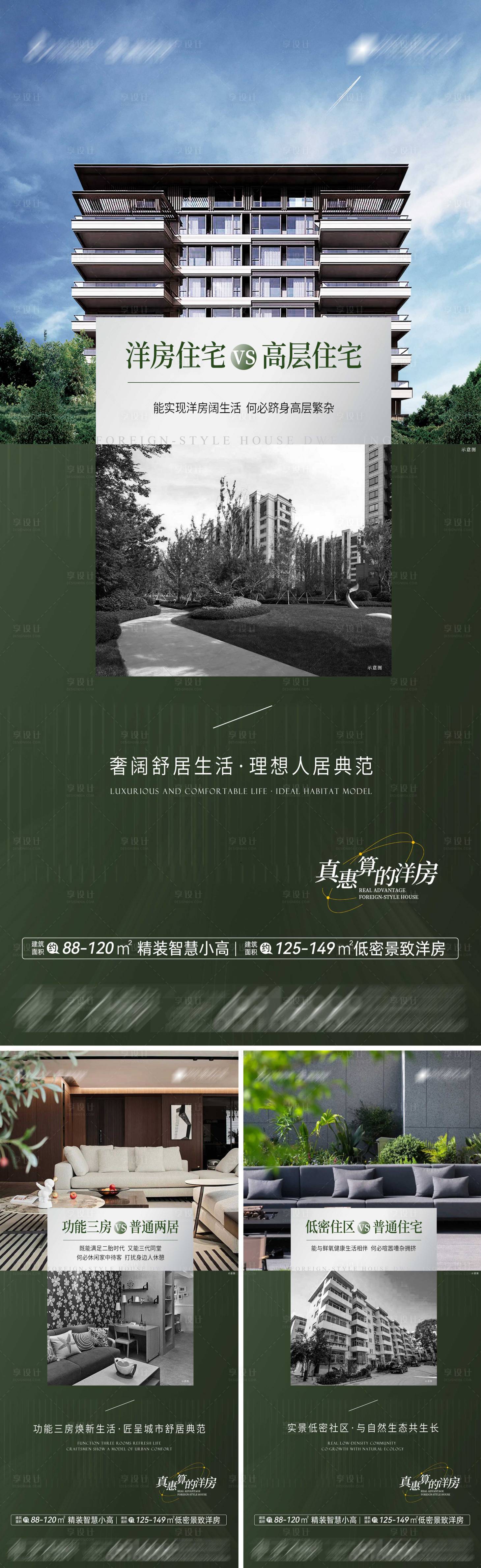 源文件下载【地产低密洋房对比价值点系列海报】编号：94600020096643285