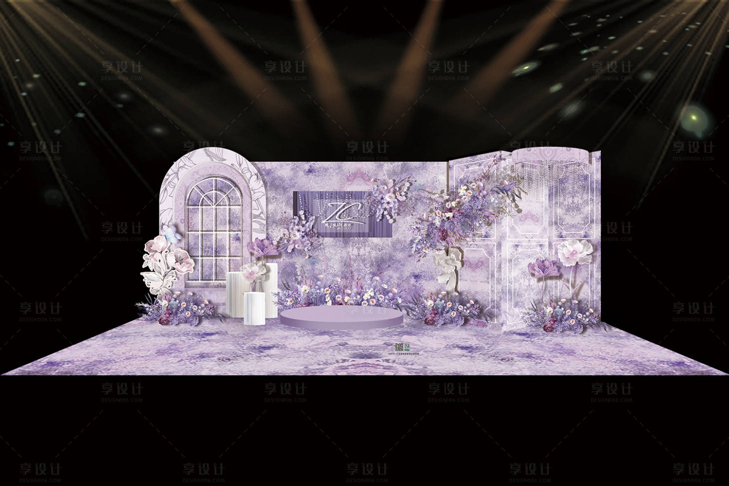 源文件下载【莫奈花园紫色婚礼美陈】编号：74480019989337891