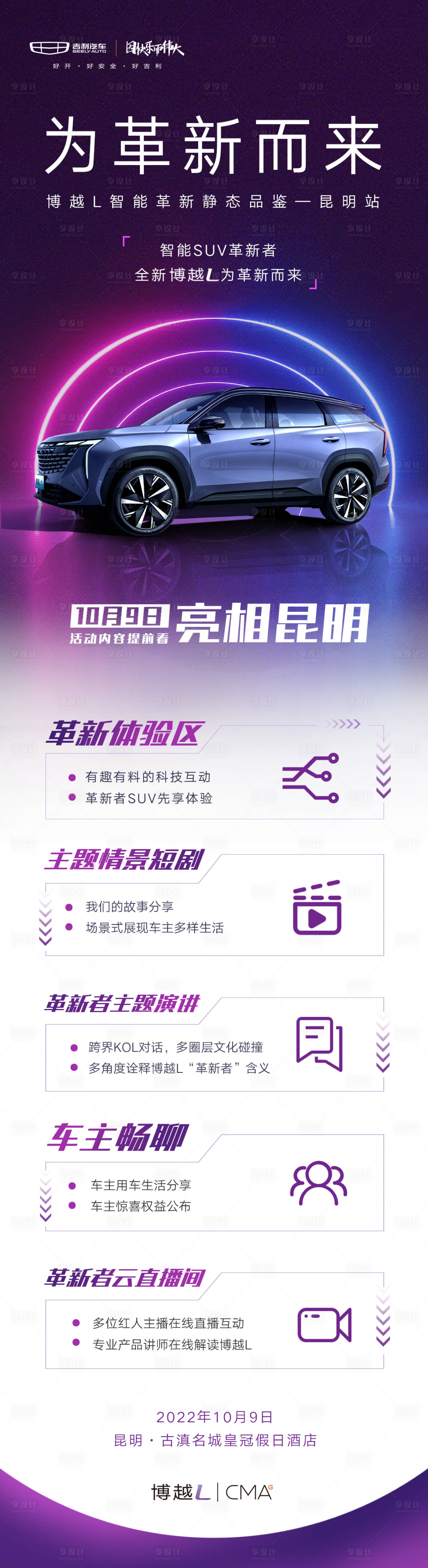 源文件下載【享設(shè)計】搜索編號：96770019929781210【汽車上市長圖】