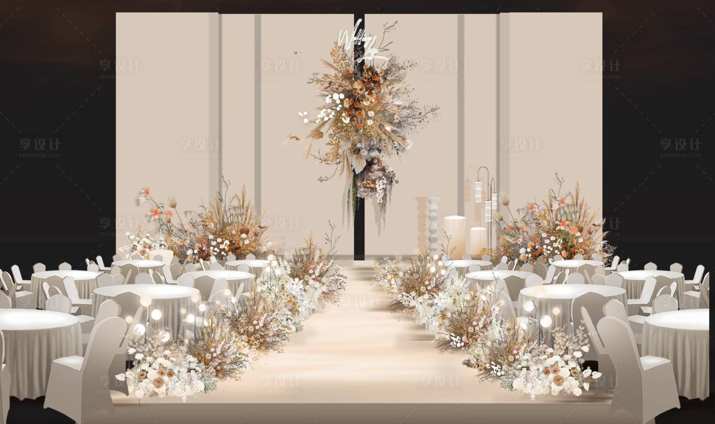 源文件下载【享设计】搜索编号：91830020087376054【高体积香槟泰式婚礼舞台】