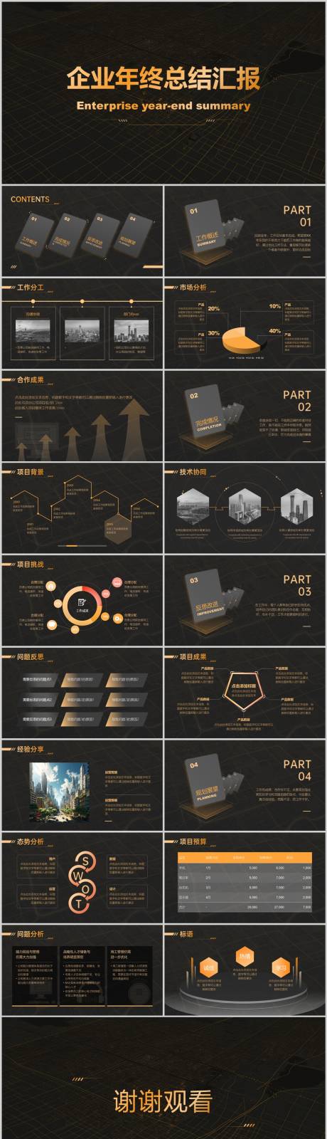 编号：20231015102640252【享设计】源文件下载-黑金极简年终总结汇报PPT