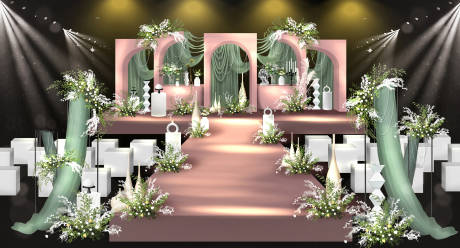 编号：20231010185755585【享设计】源文件下载-豆沙色粉绿婚礼效果图