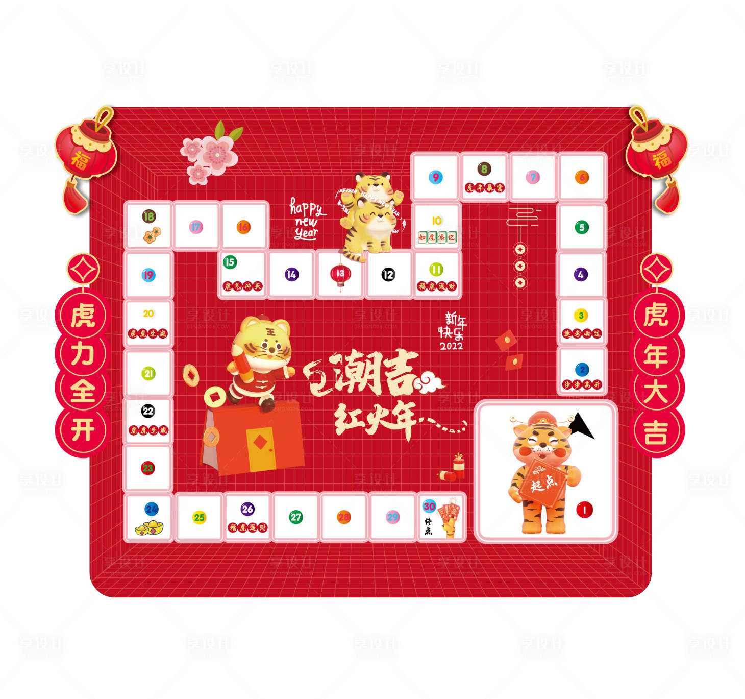 源文件下載【享設計】搜索編號：76360019663279107【新年飛行棋地貼】
