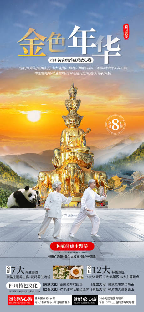 源文件下載【老年康養峨眉山九寨溝旅游海報】編號：73830019774623784