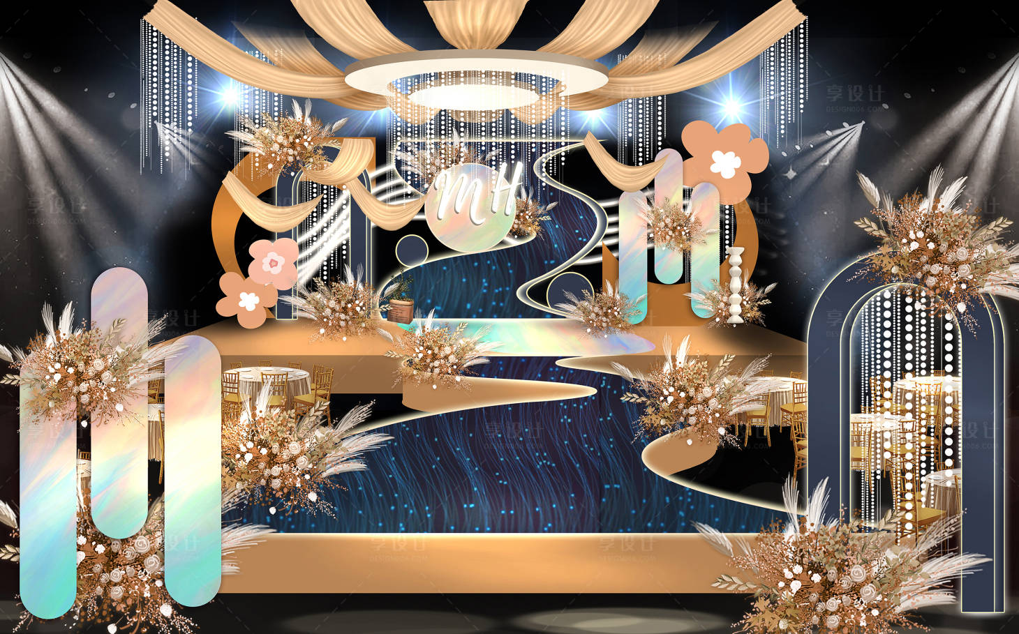 源文件下载【享设计】搜索编号：28840019865667836【沙漠色婚礼舞台】