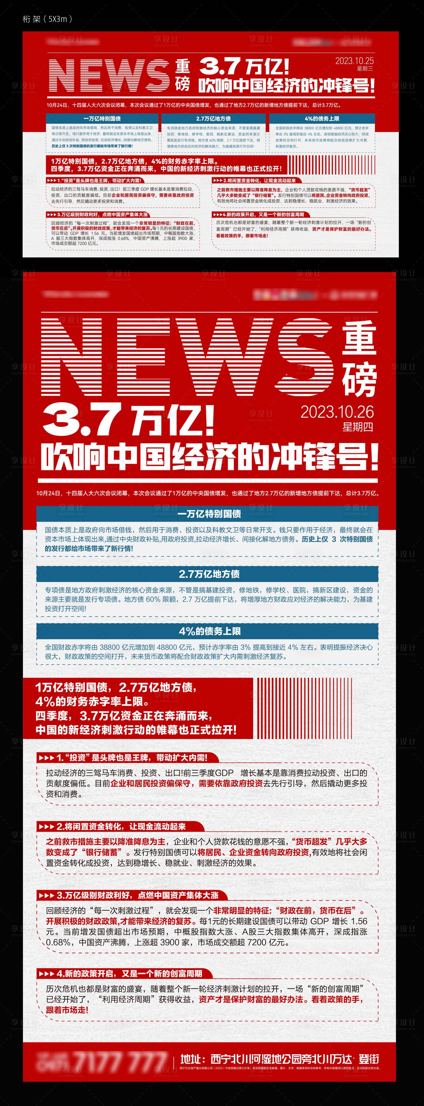 源文件下载【享设计】搜索编号：53410020049705418【地产新闻政策活动展板】