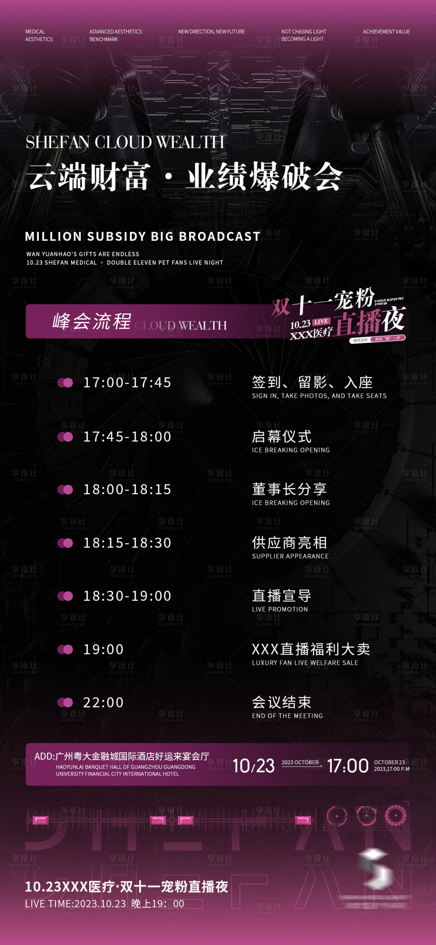 源文件下载【医美双十一直播会议流程海报】编号：22680020072254915