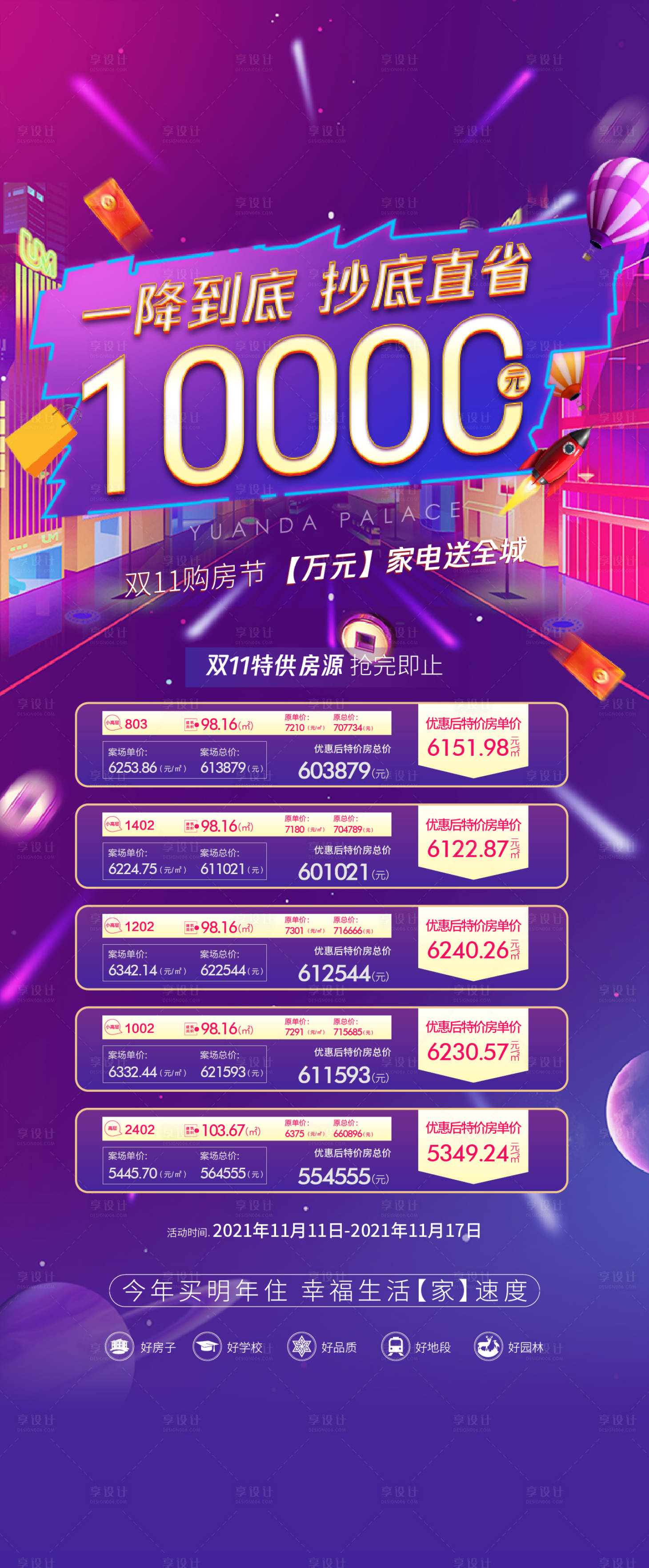 源文件下载【双十一特价房海报】编号：84310019879243456