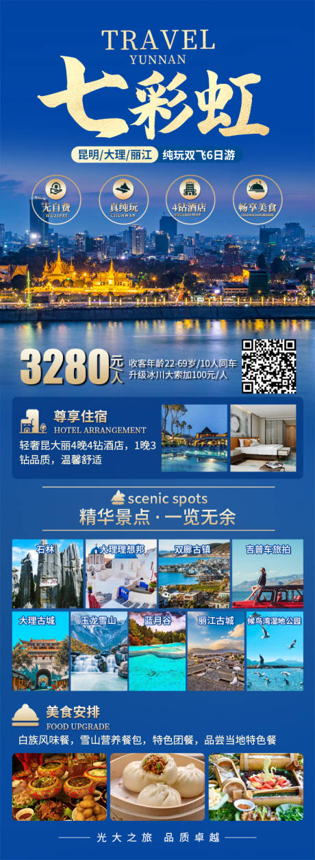 七彩虹云南旅游长图海报