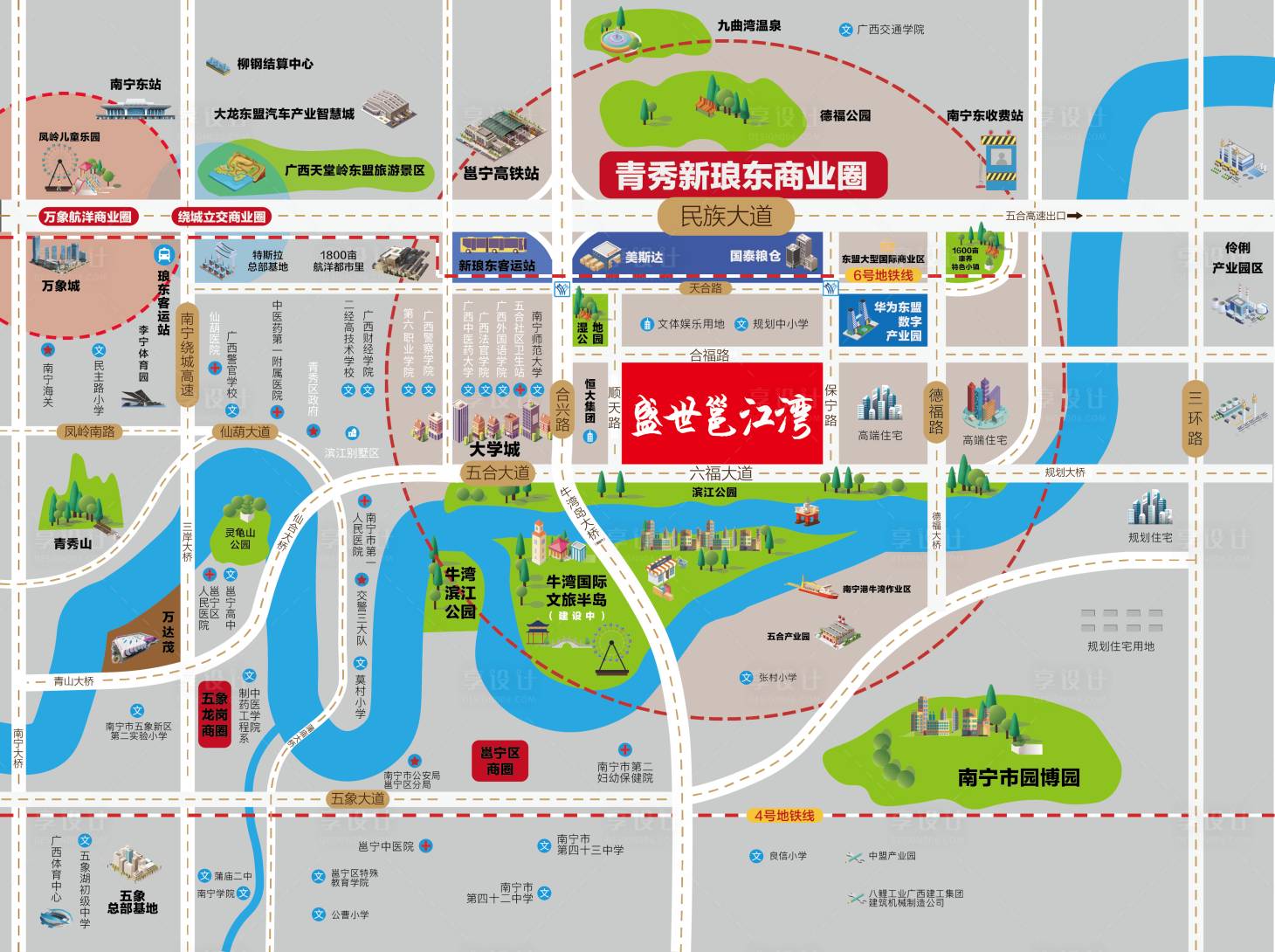 源文件下載【享設計】搜索編號：33230020060525807【南寧五合區域區位圖】