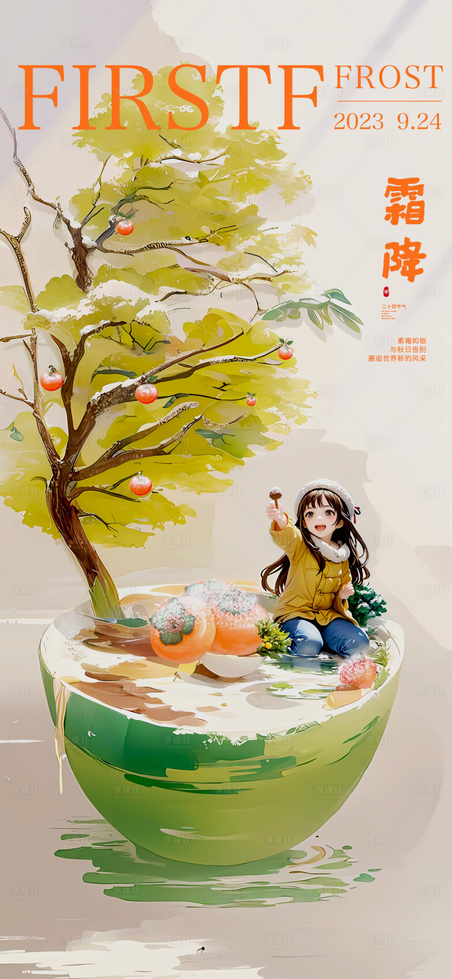 源文件下載【享設計】搜索編號：65450019894312431【霜降海報】