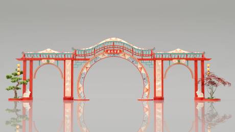 源文件下载【享设计】搜索编号：30230019946215136【古唐风入口拱门】