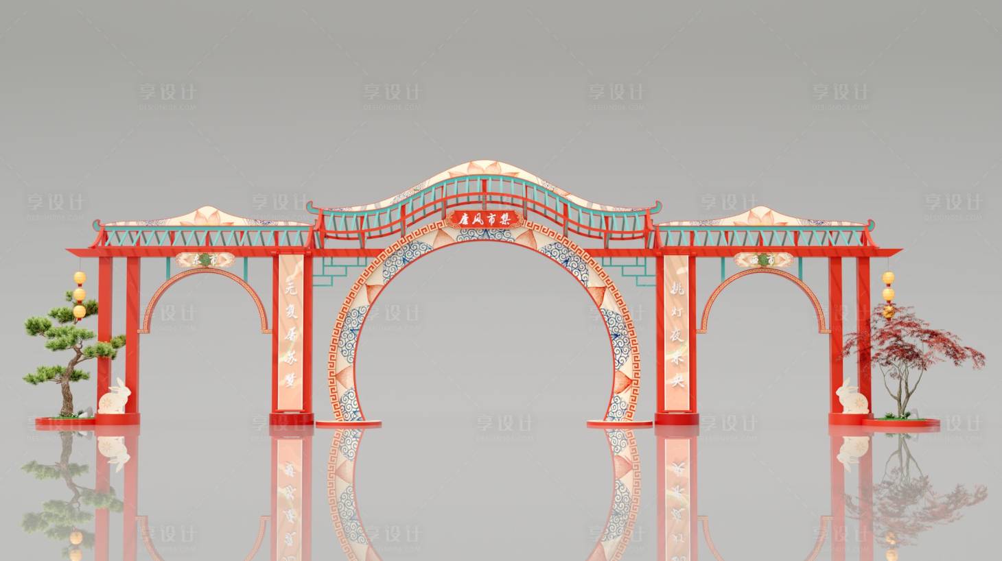 源文件下載【享設計】搜索編號：30230019946215136【古唐風入口拱門】