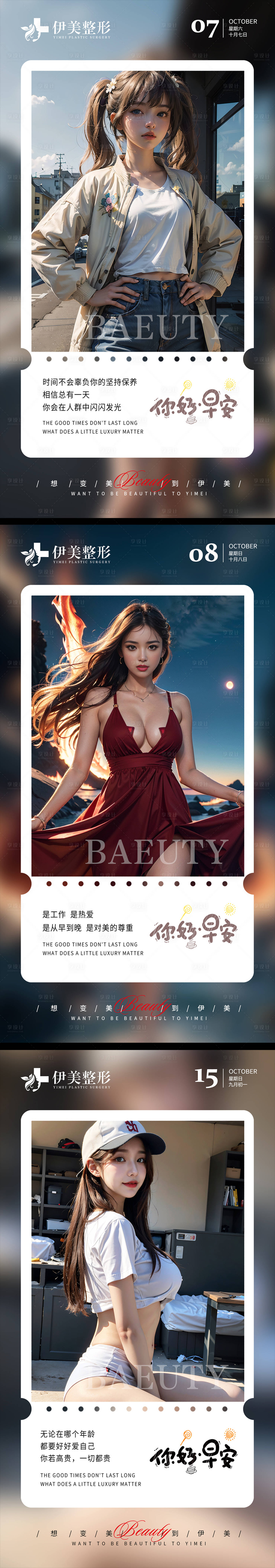源文件下載【享設(shè)計(jì)】搜索編號(hào)：62530020202941703【醫(yī)美早安圖系列模板】