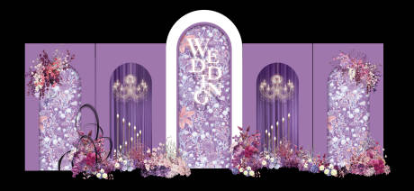 编号：20231108215418692【享设计】源文件下载-紫色花卉背景婚礼效果背景板