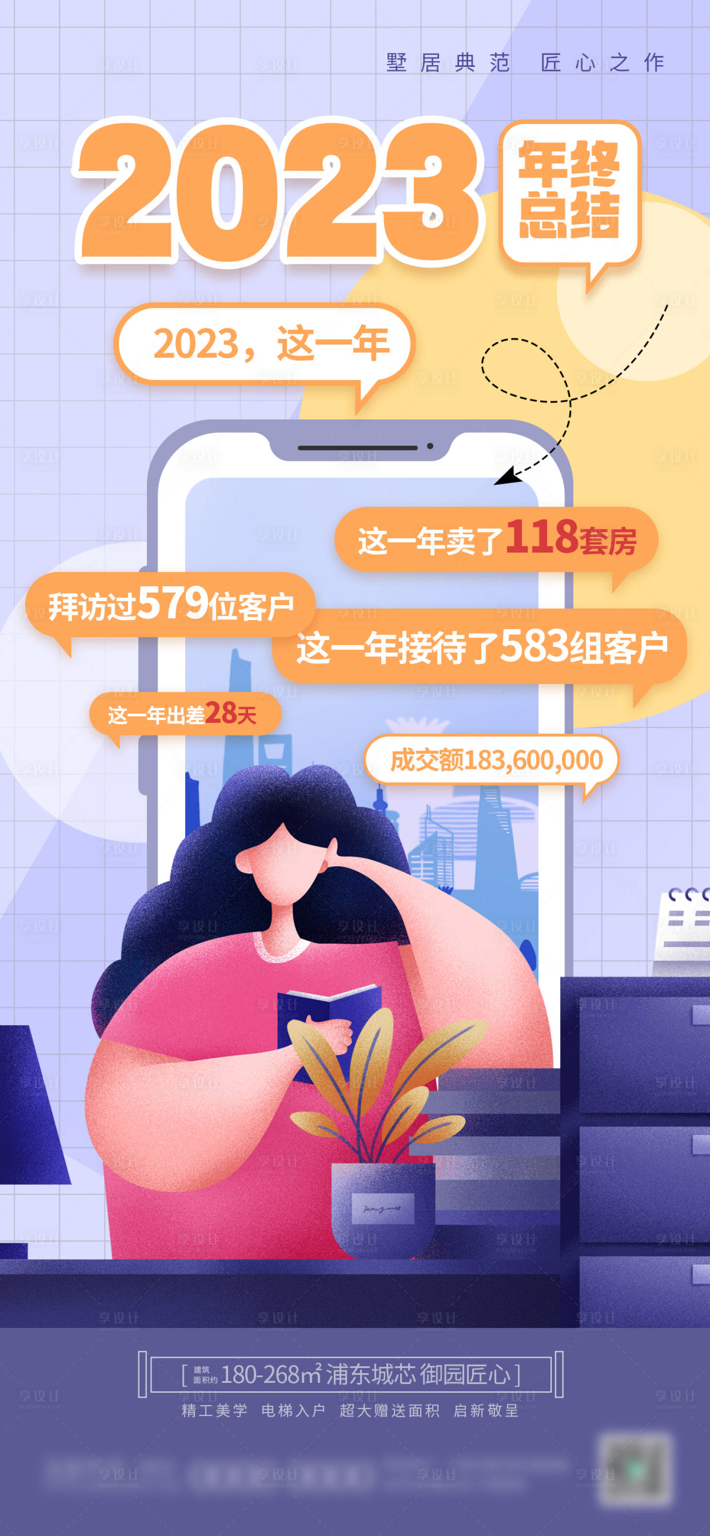 源文件下载【享设计】搜索编号：60160020692384340【地产年终总结刷屏海报】