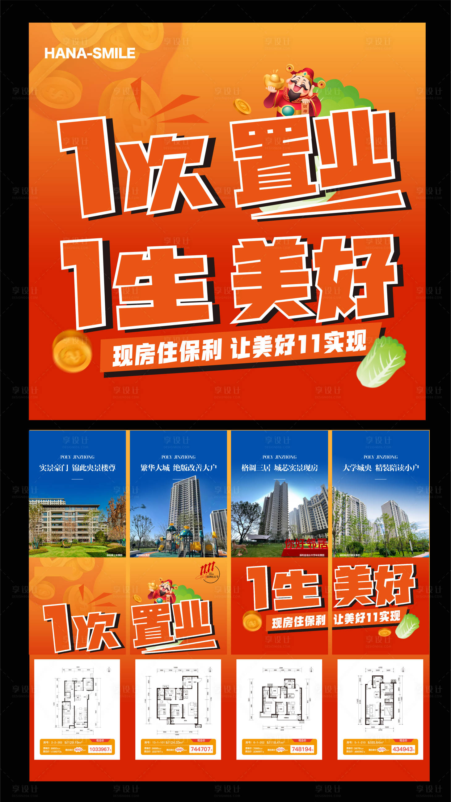 源文件下载【地产四宫格价值点海报】编号：55090020397437371