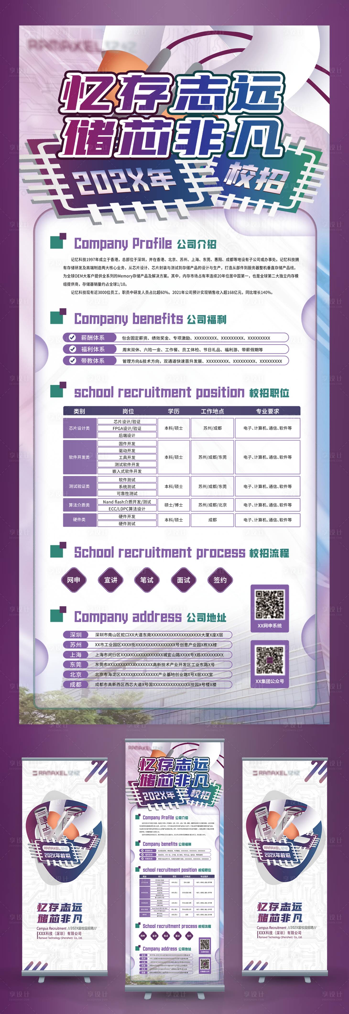 源文件下載【享設(shè)計】搜索編號：80730020238277156【科技公司校招易拉寶】