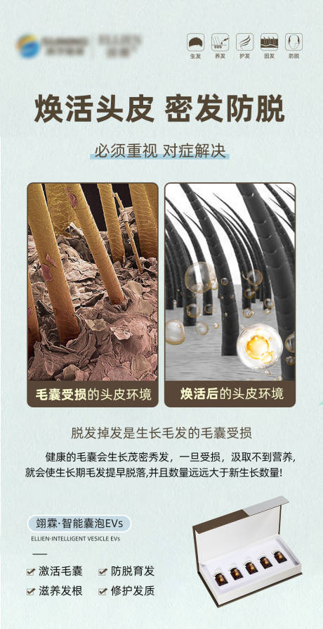 源文件下载【享设计】搜索编号：31550020170739520【毛发翊霖产品外泌体海报】