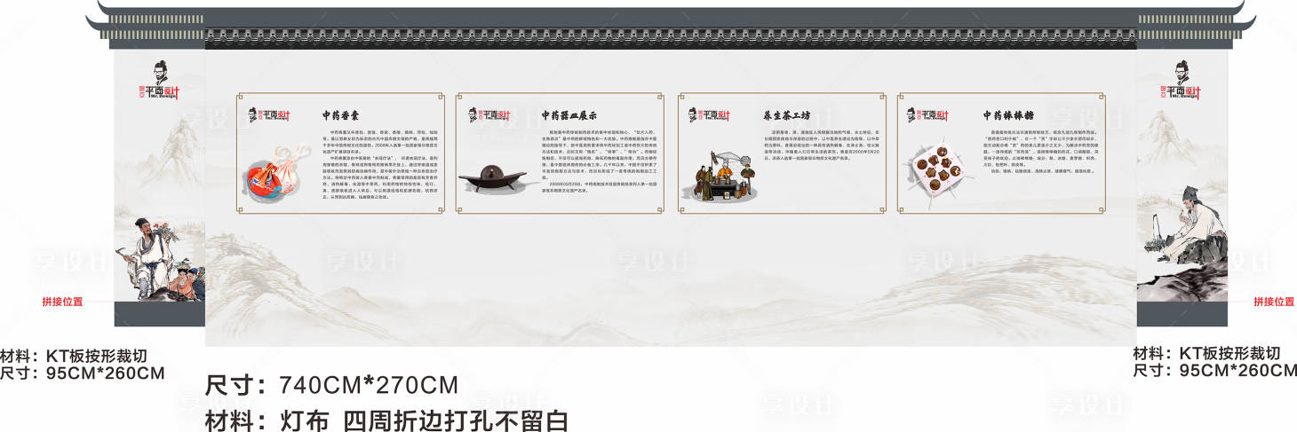 源文件下载【享设计】搜索编号：30800020322282020【中医析架文化墙背景板】