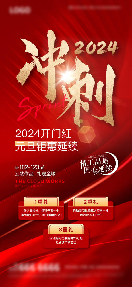 源文件下载【地产元旦冲刺多重礼活动海报】编号：41460020415684725