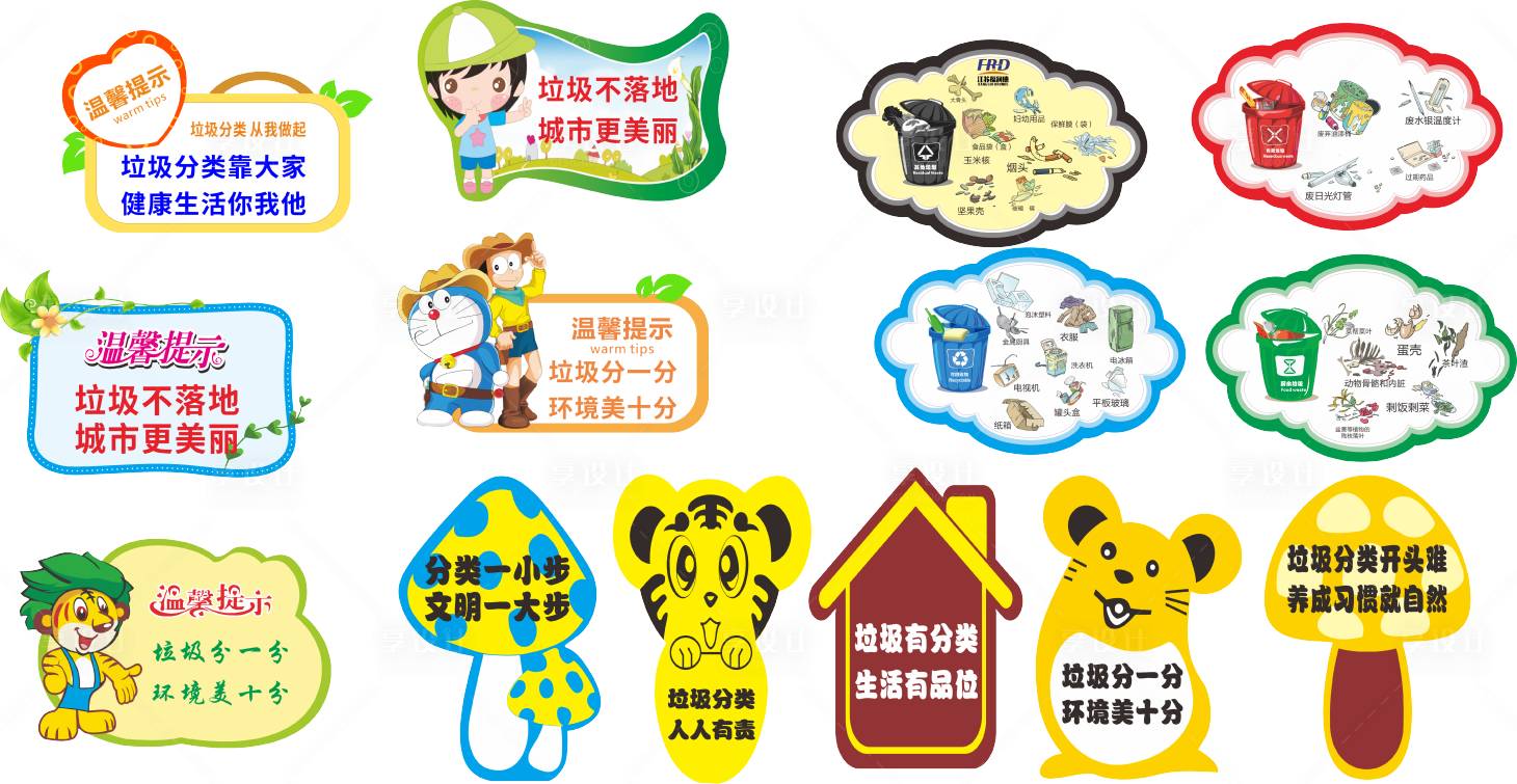 源文件下载【享设计】搜索编号：41420020333477759【社区垃圾环保分类小标牌】
