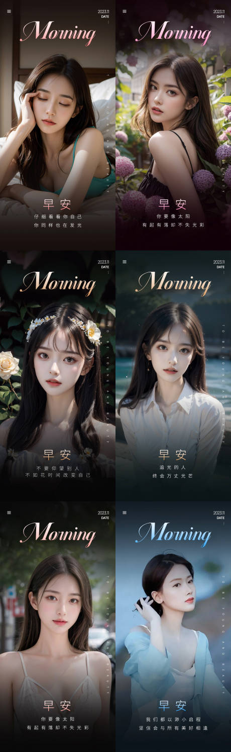 源文件下载【享设计】搜索编号：62790020456086871【医美早安图AI美女海报】