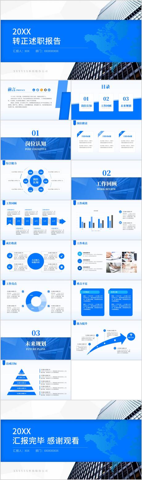 编号：20231130110838461【享设计】源文件下载-蓝色简约大气转正汇报工作总结PPT