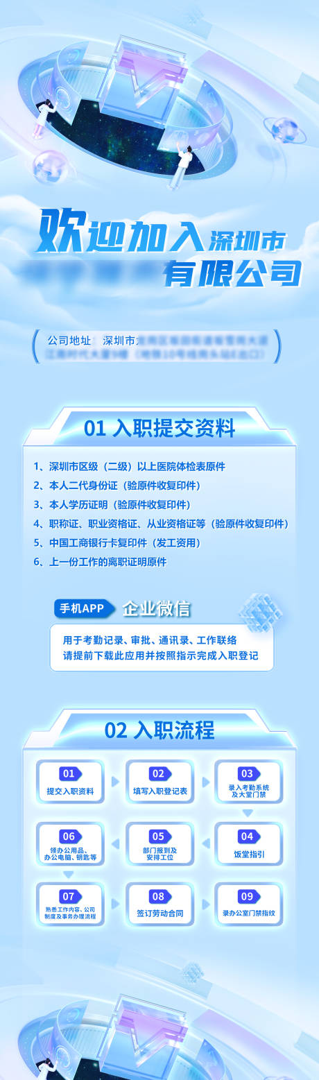 公司入职流程长图海报